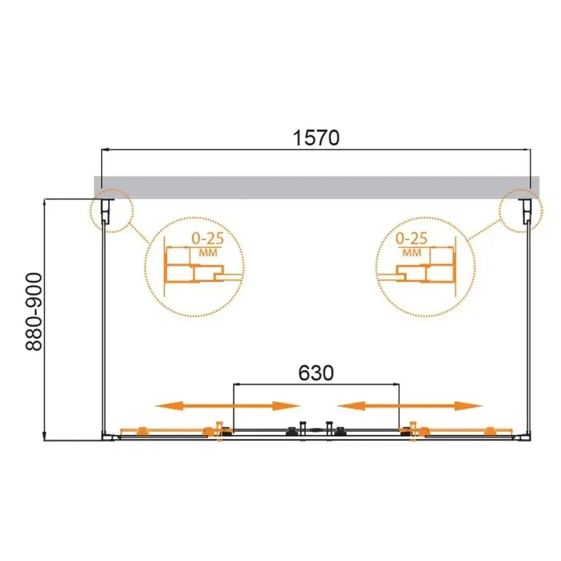 Душевой уголок П-ОБРАЗНЫЙ Cezares MOLVENO-AH-22-160/90-C-Cr-IV