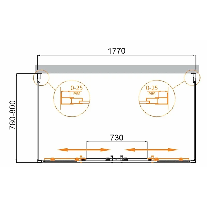 Душевой уголок П-ОБРАЗНЫЙ Cezares MOLVENO-AH-22-180/80-C-Cr-IV