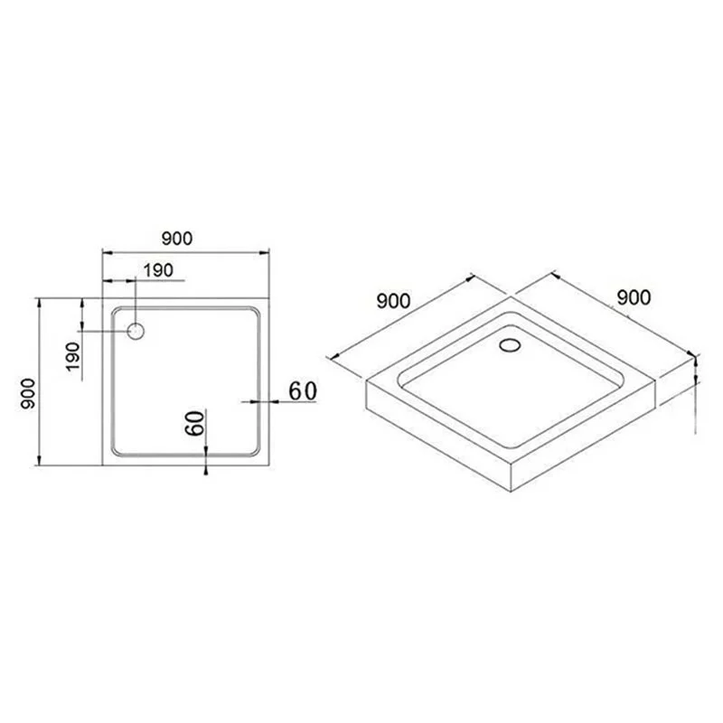 Душевой поддон из стеклокомпозита CEZARES TRAY-M-A-90-35-W