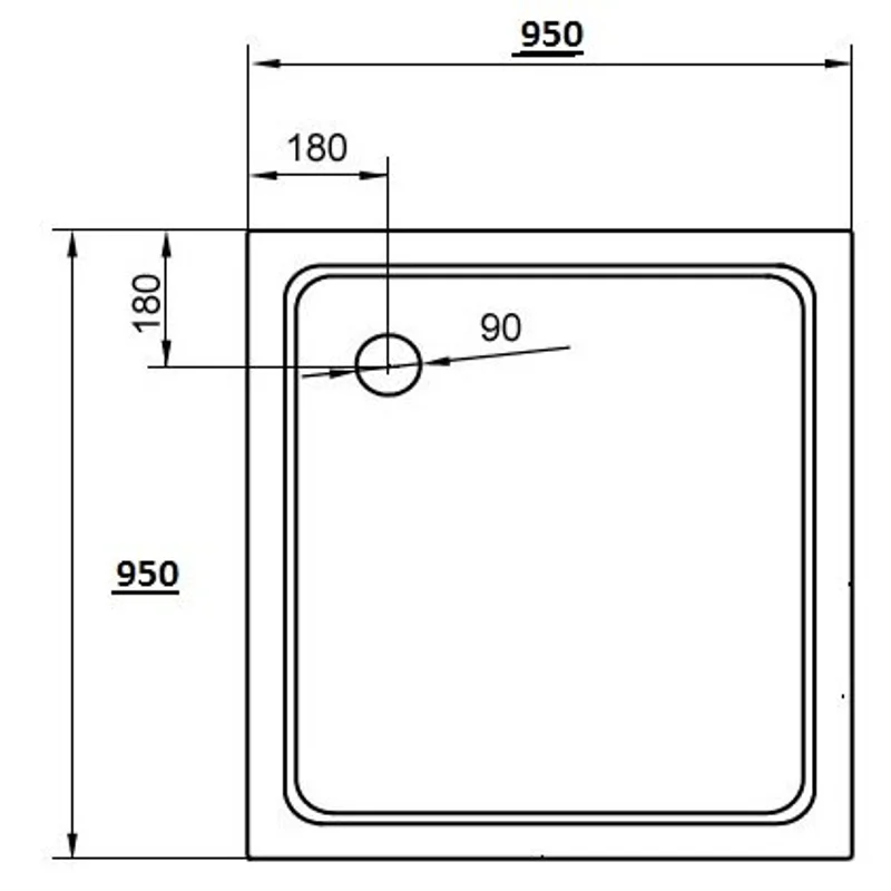 Акриловый поддон CEZARES TRAY-A-A-95-15-W