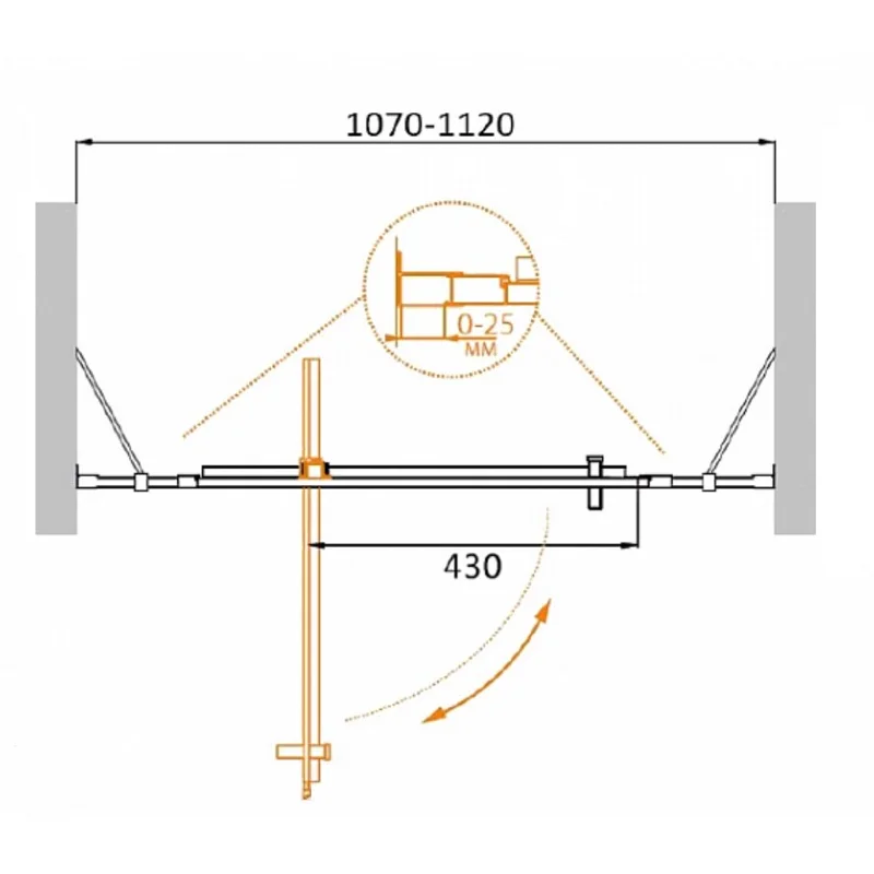 Душевая дверь CEZARES MOLVENO-BA-12-70+40-C-Cr-IV