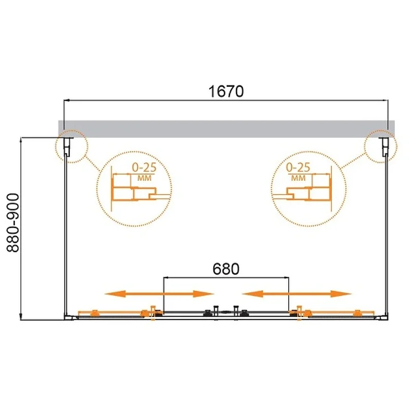 Душевой уголок П-ОБРАЗНЫЙ Cezares MOLVENO-AH-22-170/90-P-Cr