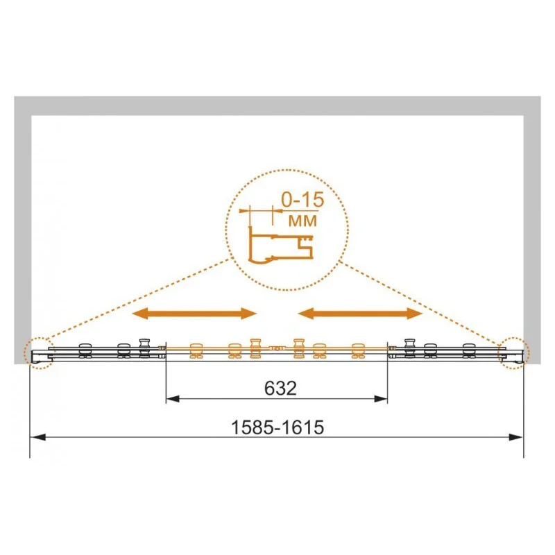 Душевая дверь CEZARES PRATICO-BF-2-160-C-Cr