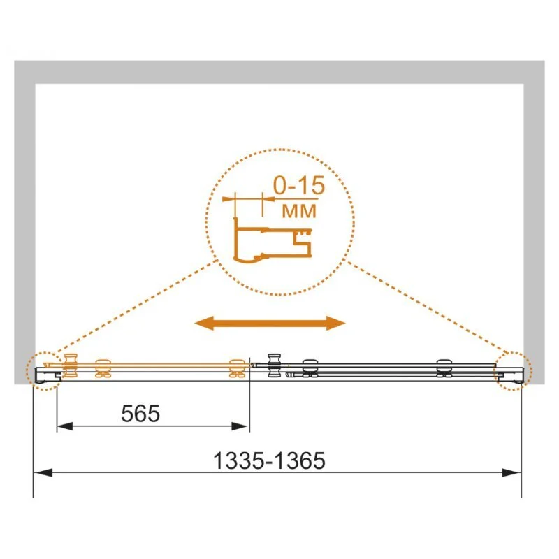 Душевая дверь CEZARES PRATICO-BF-1-135-C-Cr