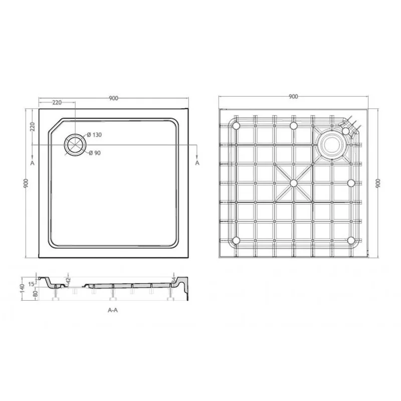 Душевой поддон из стеклокомпозита CEZARES TRAY-SMC-A-90-550-150-W