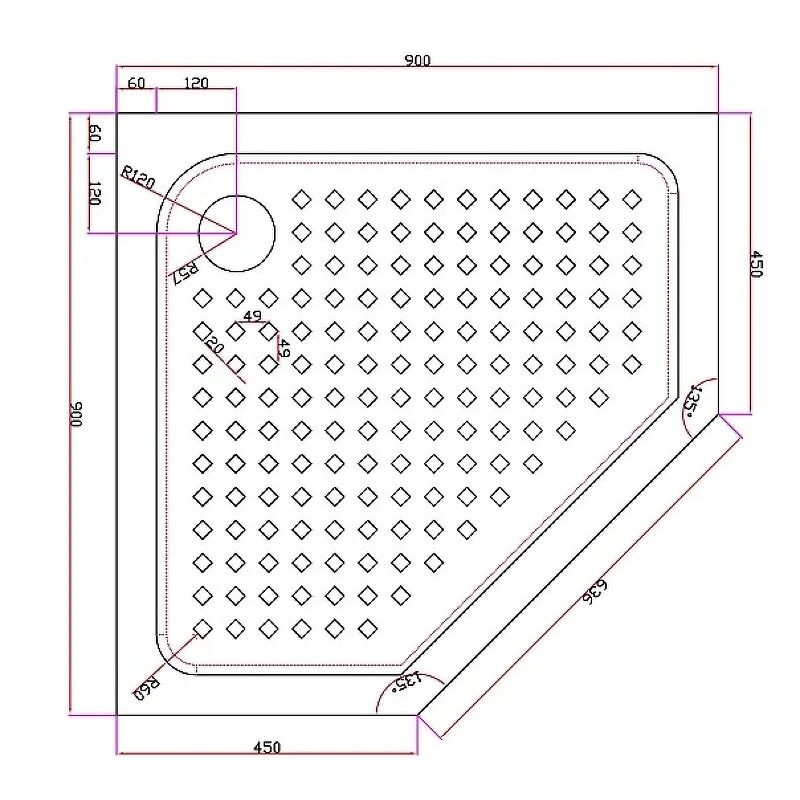 Акриловый поддон CEZARES TRAY-A-P-90-15-W0