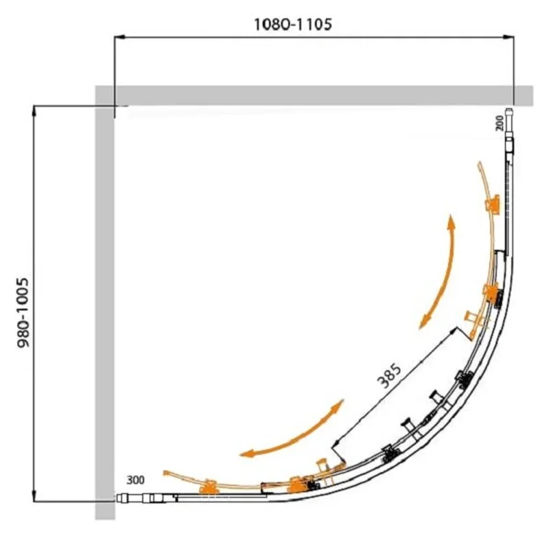 Душевой уголок Cezares MOLVENO-RH-22-110/100-P-Cr