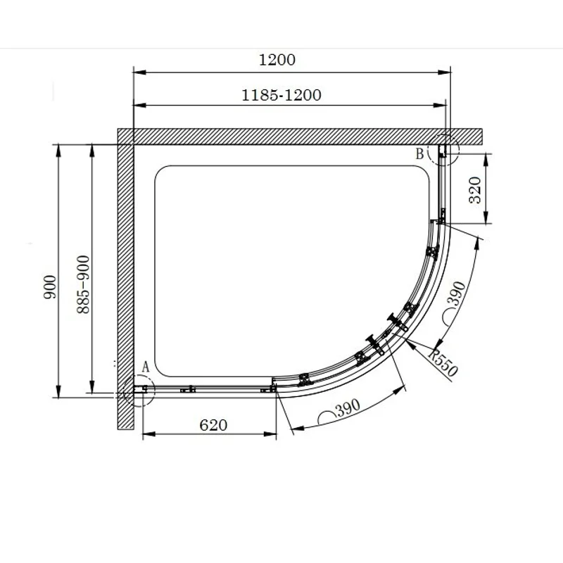 Душевой уголок Cezares ECO-O-RH-2-120/90-P-Cr