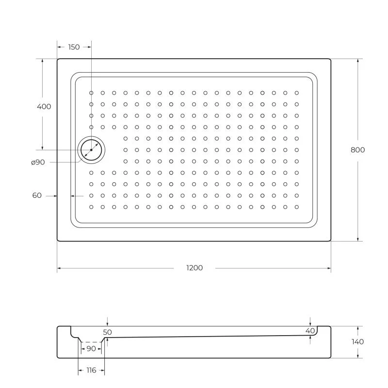 Акриловый поддон CEZARES TRAY-A-AH-120/80-15-W0