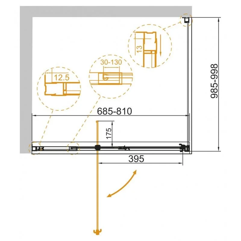 Душевой уголок Cezares VARIANTE-AH-1-70/80-100-C-Cr