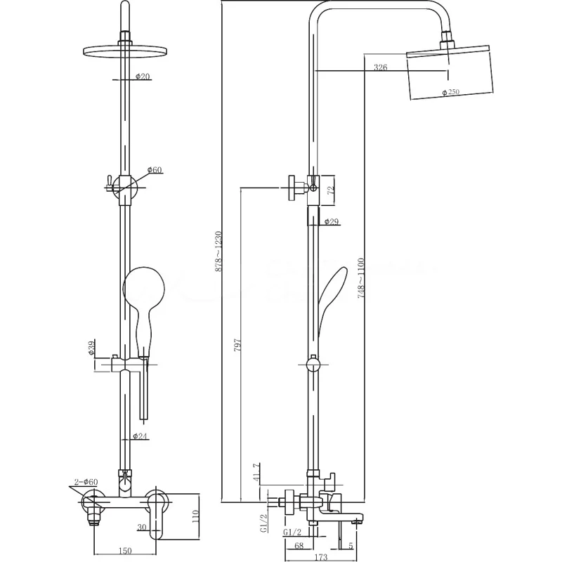Душевая стойка Aquanet Passion R3 AF300-72-R-B