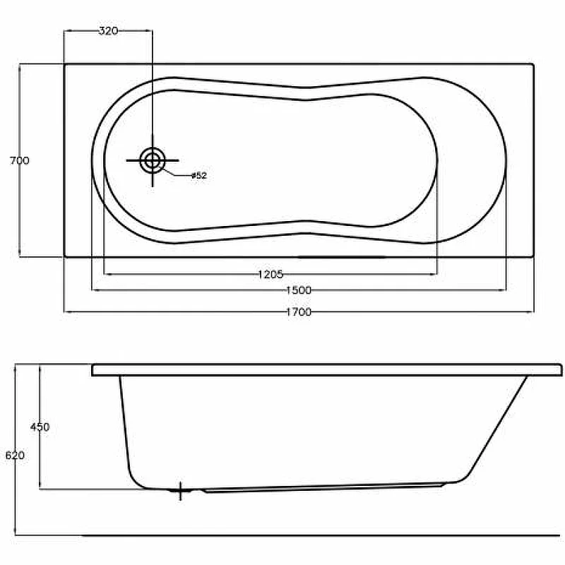 Акриловая ванна Cersanit Nike 170x70 63347 без гидромассажа