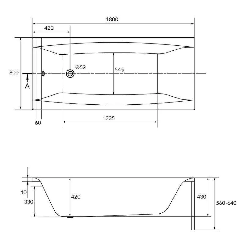 Акриловая ванна Cersanit Virgo 180x80 64626 без гидромассажа