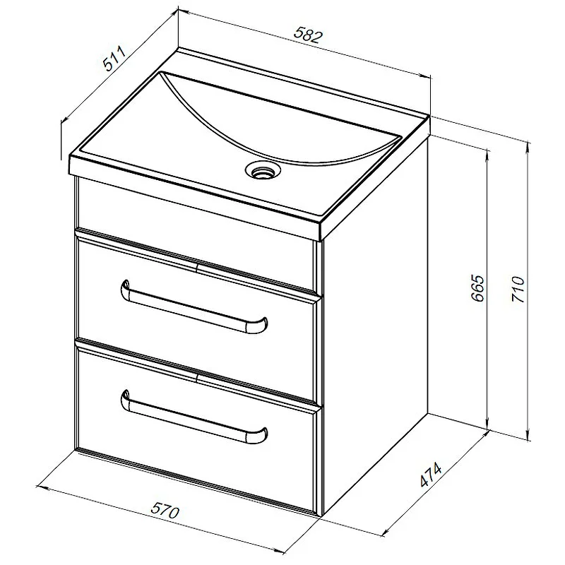 Тумба под раковину Aquanet Лукка 60 белый