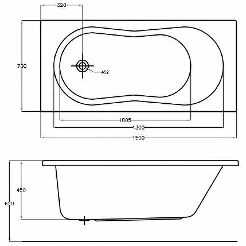 Акриловая ванна Cersanit Nike 150x70 63346 без гидромассажа