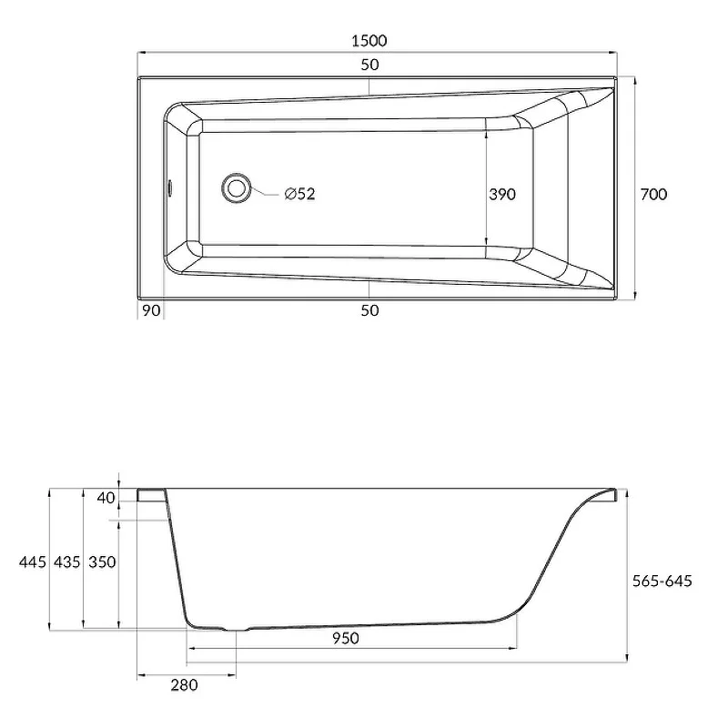 Акриловая ванна Cersanit Lorena 64531 (WP-LORENA*150), 150 x 70 см, белая