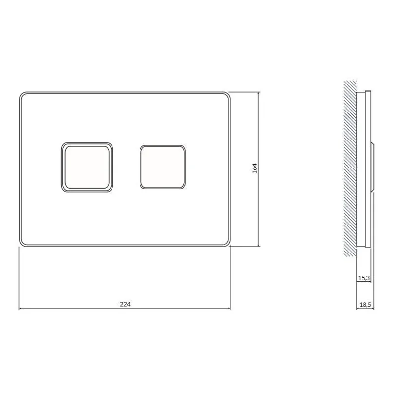 Кнопка CERSANIT ACCENTO SQUARE пневматическая стекло черный