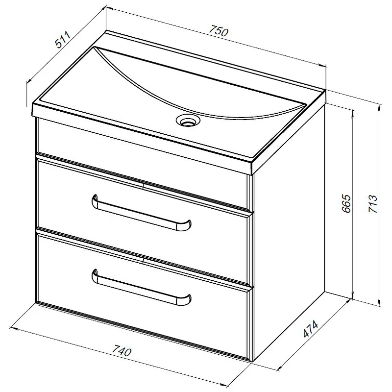 Тумба под раковину Aquanet Лукка 75 белый