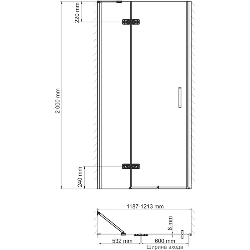 Стекло душевой двери Wasserkraft Aller 120х200 10H05-SPL