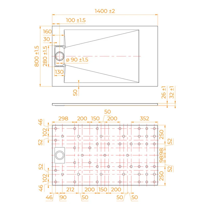 Душевой поддон RGW TUS-148W 553702814-01, 80 х 140 см, прямоугольный, стеклопластик, цвет белый