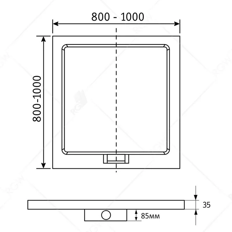 Душевой поддон RGW GWS-01 100 x 100 см, квадратный, из искусственного камня, белый, 03150100-01