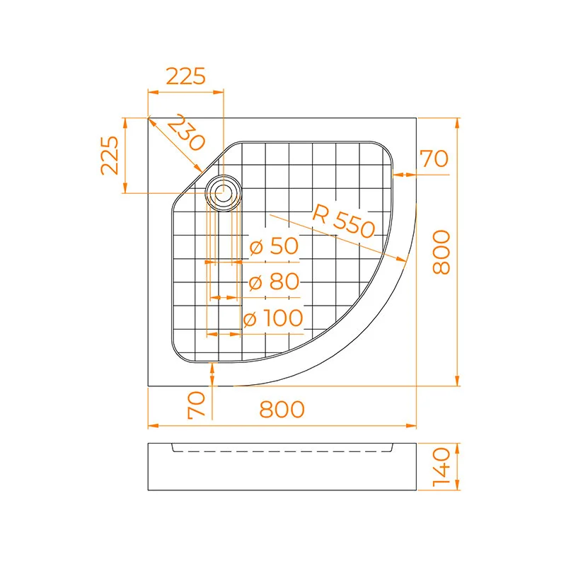Душевой поддон RGW SMC-W 57350188-01, 80 х 80 см, квадрат, стеклопластик, цвет белый
