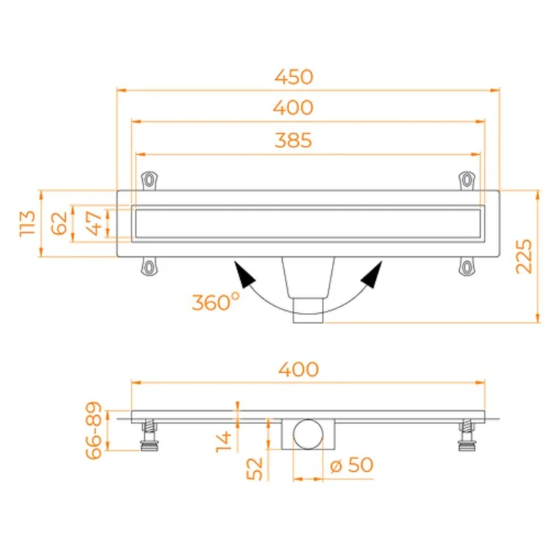 Дренажный канал RGW Drain Leo-31, 60213140-06, 40 см, решетка золото браш