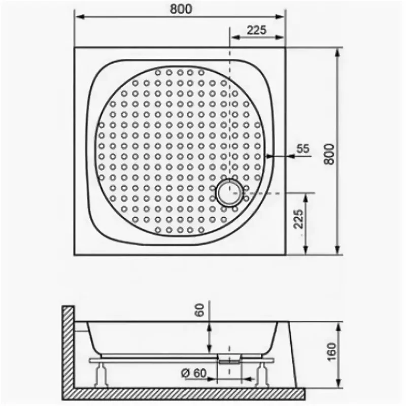Душевой поддон RGW Lux/TN 80 x 80 см квадратный, акриловый, белый, 16180188-21