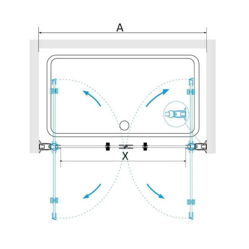 Душевая дверь RGW PA-104B, 90 см, стекло прозрачное, профиль черный, 060810409-14