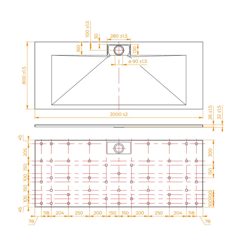 Душевой поддон RGW TKS-208Gr 553802820-12, 80 х 200 см, прямоугольный, стеклопластик, цвет серый