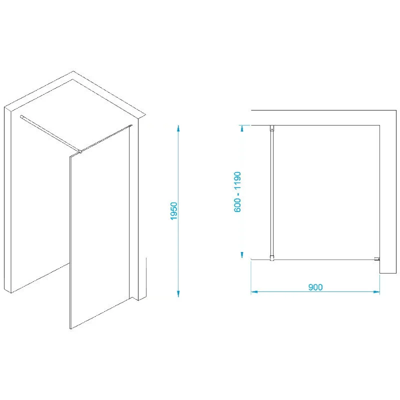 Душевая стенка RGW WA-002B Walk In, 90 см, стекло прозрачное, профиль черный, 35100209-14