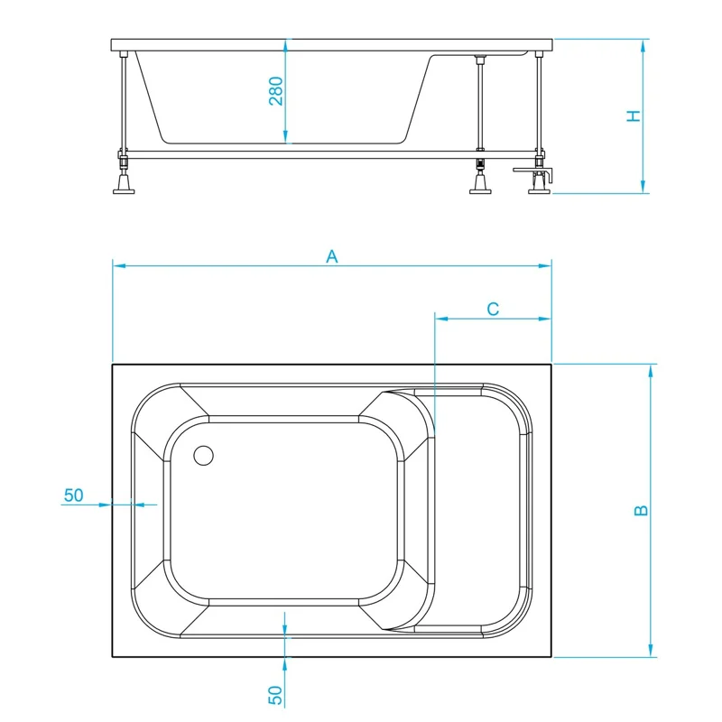 Душевой поддон RGW BC/L 120 х 80 см, с сиденьем, акрил, белый, 16180682-91