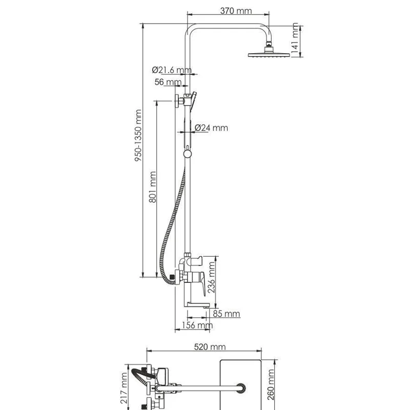 Душевая система Wasserkraft Aisch BK15501BG