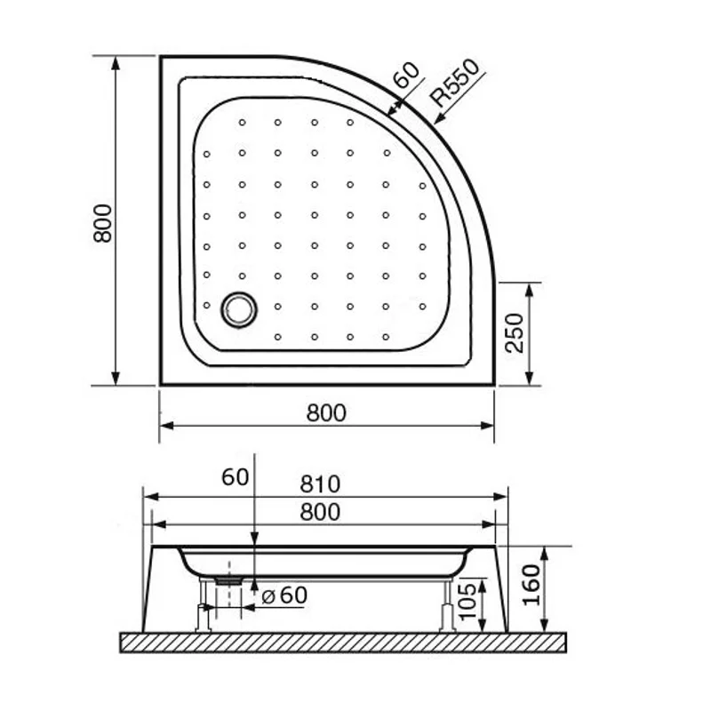 Душевой поддон RGW Lux/TN-P 80 x 80 см четверть круга, акриловый, белый, 16180488-41