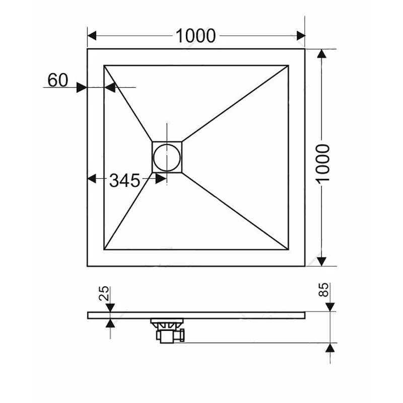 Душевой поддон RGW ST-W 100 x 100 см, квадратный, из искусственного камня, белый, 16152010-01
