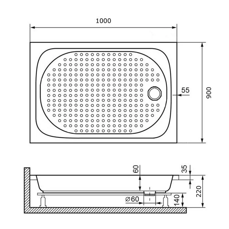 Душевой поддон RGW Lux/TN 90 x 100 см прямоугольный, акриловый, белый, 16180290-21