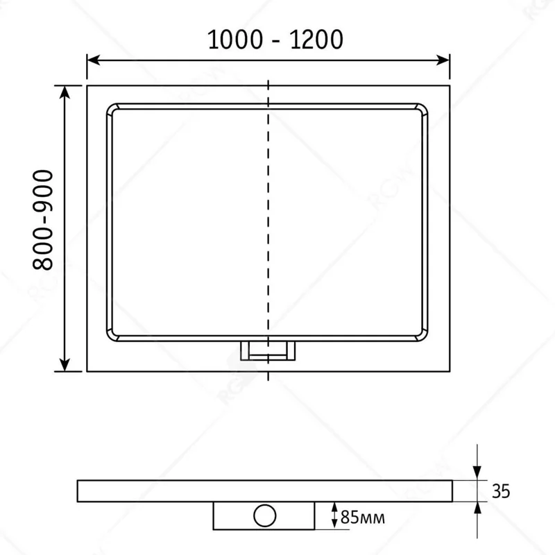 Душевой поддон RGW GWS-21 80 x 100 см, прямоугольный, из искусственного камня, белый, 03150280-01