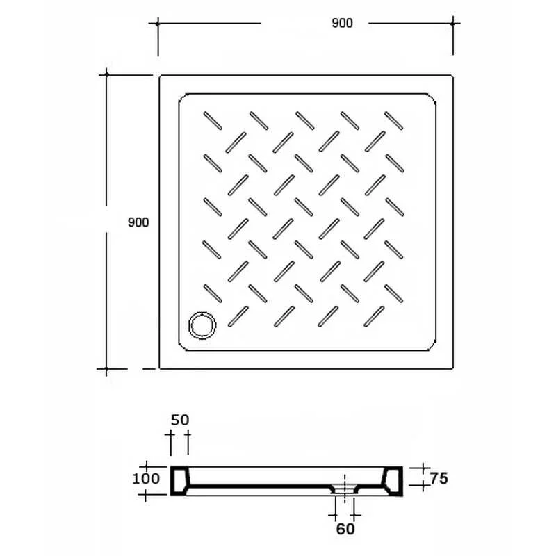 Душевой поддон RGW CR-099 90 x 90 см, квадратный, керамический, белый, 19170199-01
