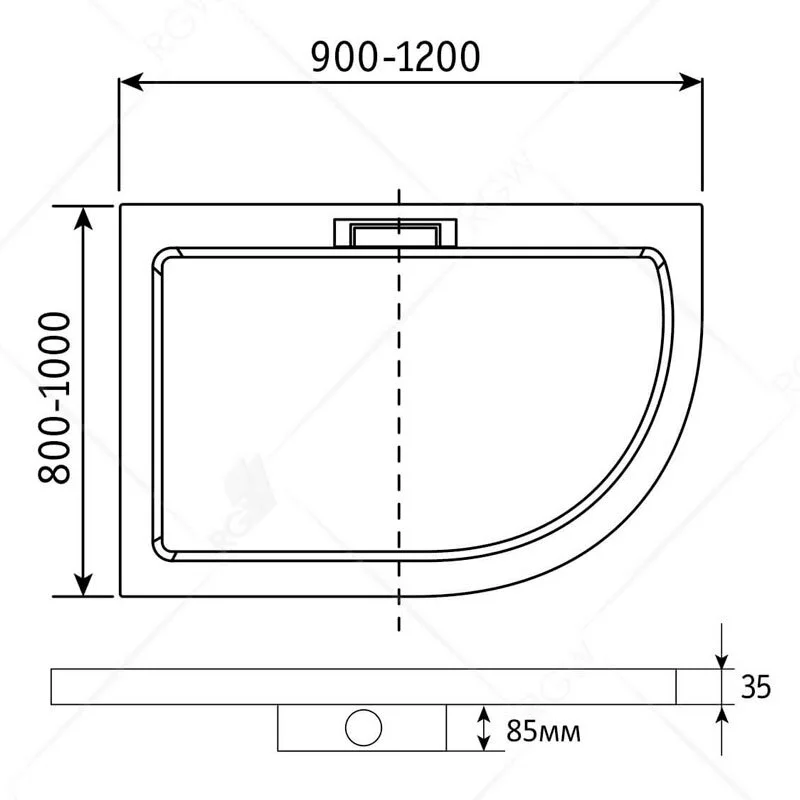 Душевой поддон RGW GWS-41R 90 x 120 см, прямоугольно-асимметричный, правый, белый, 03150492-01R