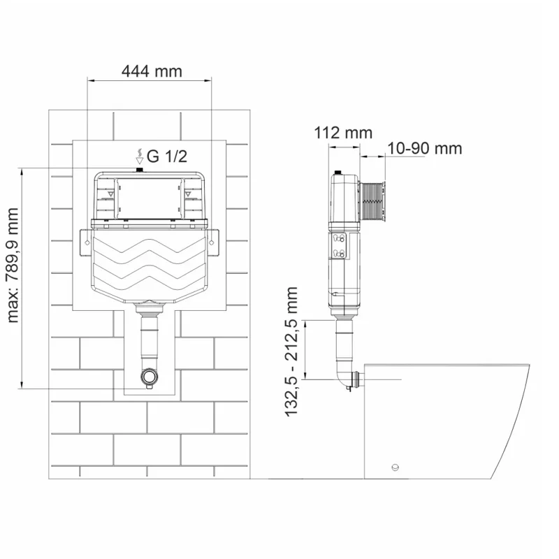 Бачок скрытого монтажа WasserKRAFT 10TLT.031.ME.PB04
