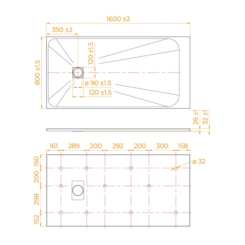 Душевой поддон RGW TSS-168W 553502816-01 80 х 160 см, прямоугольный, стеклопластик, цвет белый