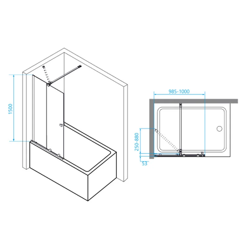 Шторка на ванну RGW Screens SC-46, 100 см стекло прозрачное, профиль хром, 06114610-11