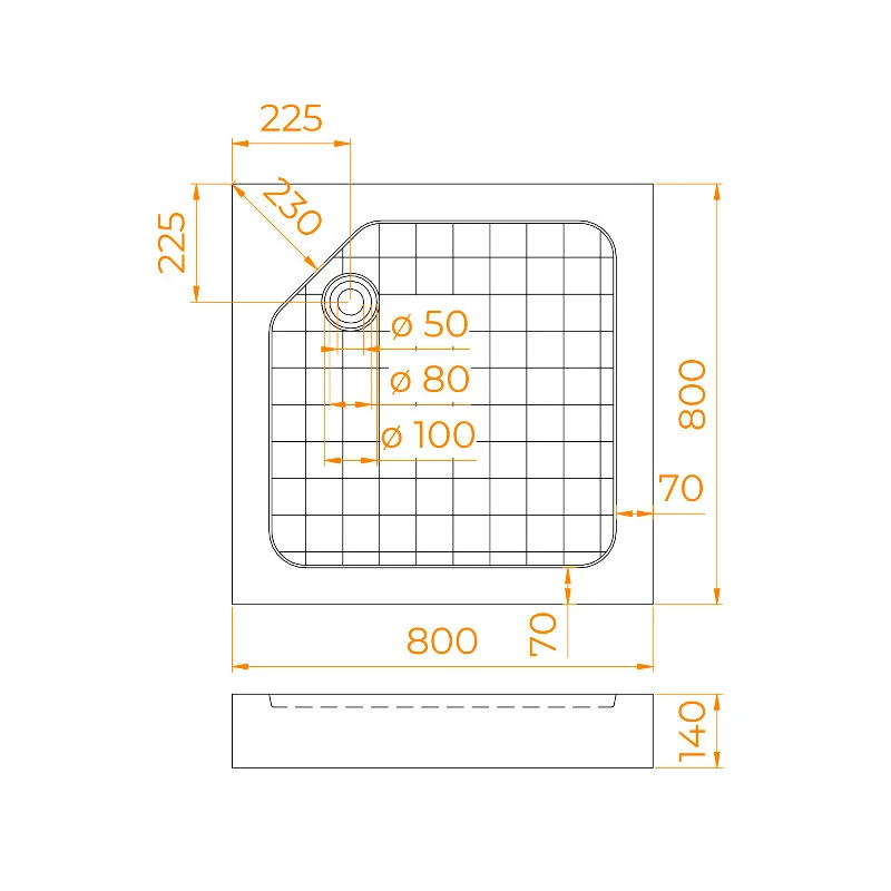 Душевой поддон RGW SMC-W 57350188-01, 80 х 80 см, квадрат, стеклопластик, цвет белый