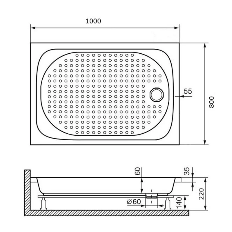 Душевой поддон RGW Lux/TN 80 x 100 см прямоугольный, акриловый, белый, 16180280-21