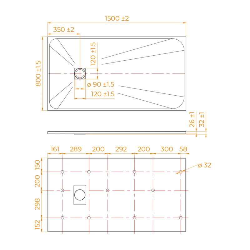Душевой поддон RGW TSS-158W 553502815-01, 80 х 150 см, прямоугольный, стеклопластик, цвет белый