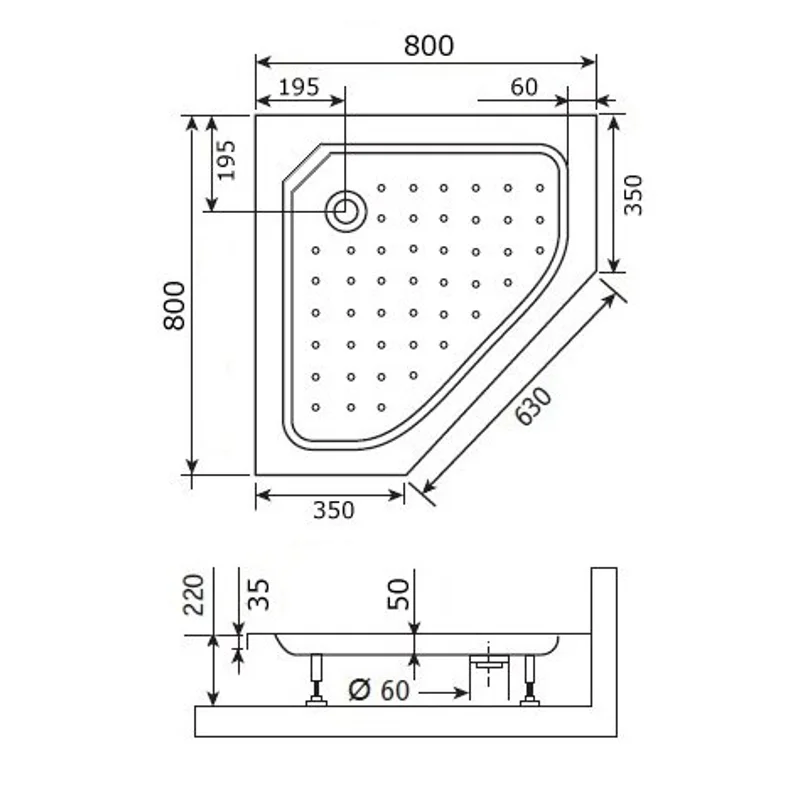 Душевой поддон RGW Style-TR 80 x 80 см трапеция, акриловый, белый, 16180588-11