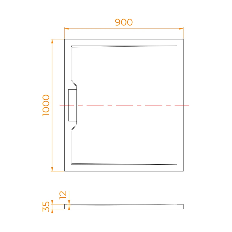 Душевой поддон RGW STE MB, 90 x 100 см, прямоугольный, из искусственного камня, цвет черный мрамор, 52342910-14
