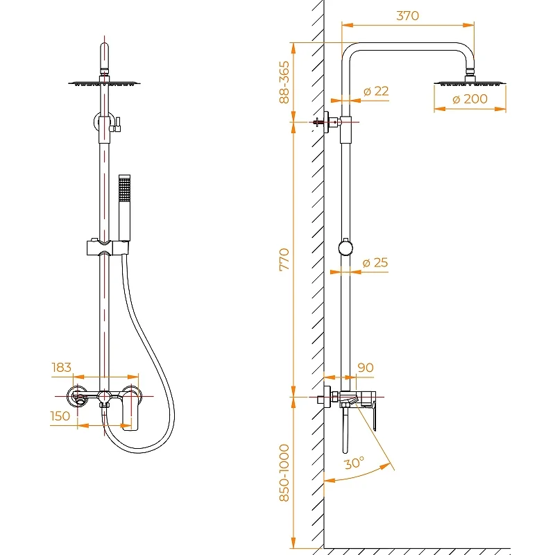 Душевая стойка RGW Shower Panels 59140127-11 настенная цвет серый