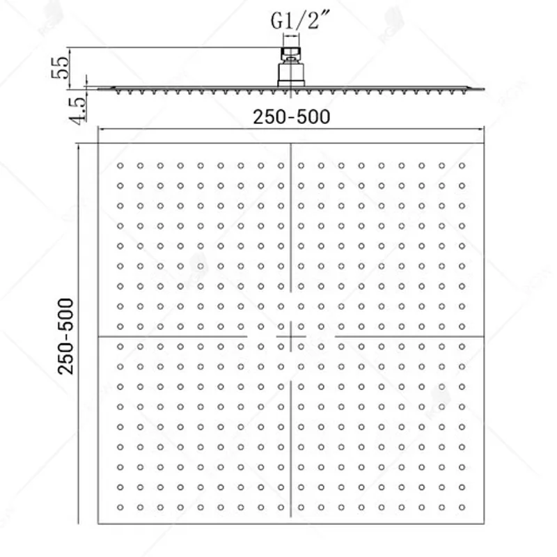 Верхний душ RGW Shower Panels SP-82-50 B 21148250-04 Черный 242626