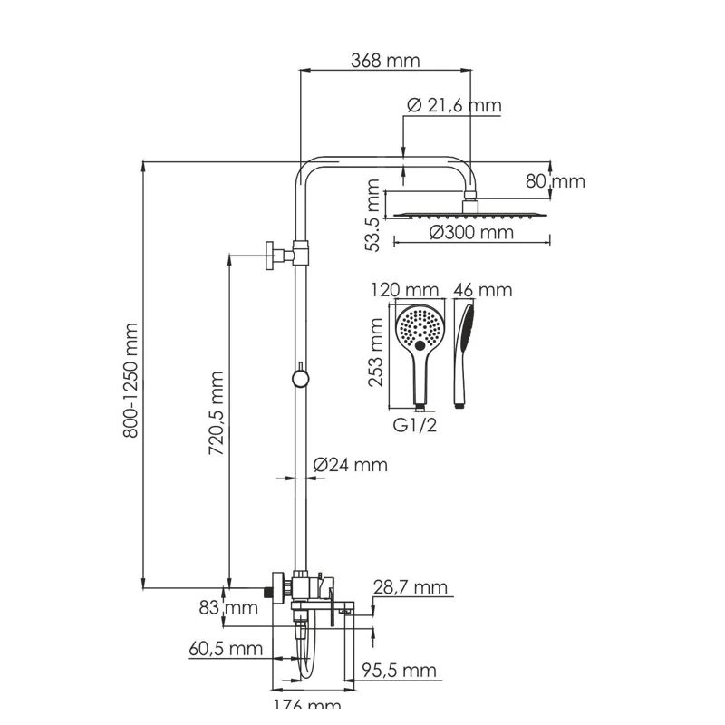 Душевая система WasserKRAFT BK18501WM